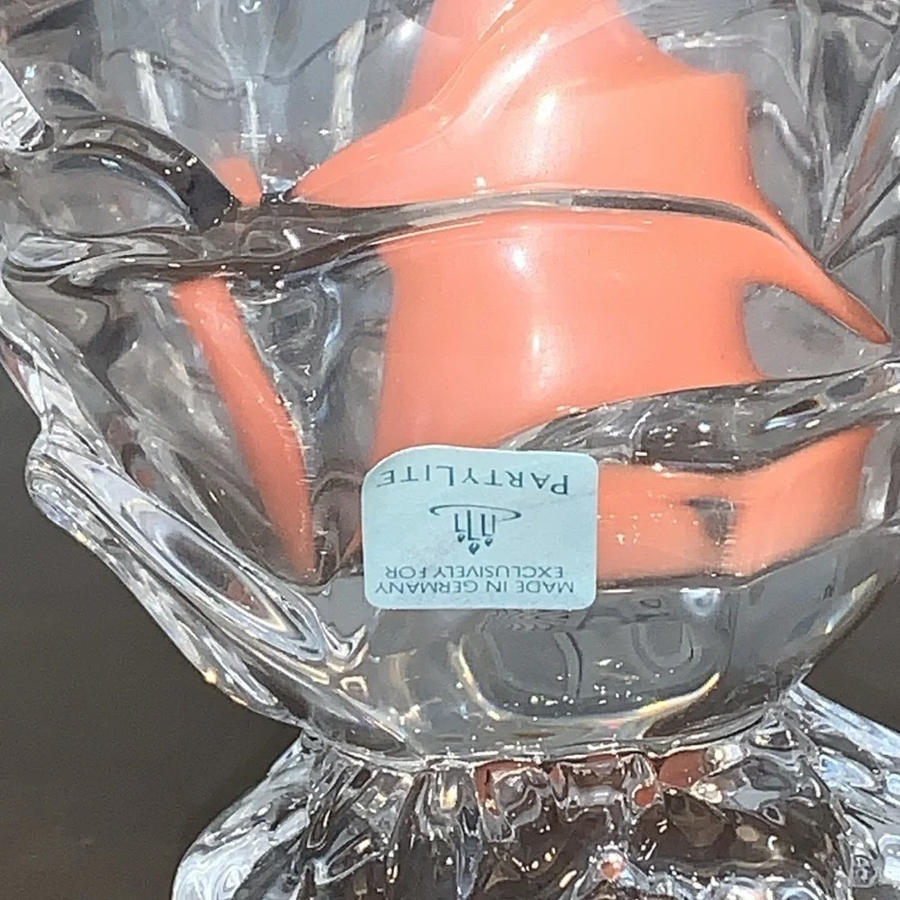 NiB PartyLite Radiant Rose Lead Crystal Votive Holder and Candle P7295 - Picture 5 of 8